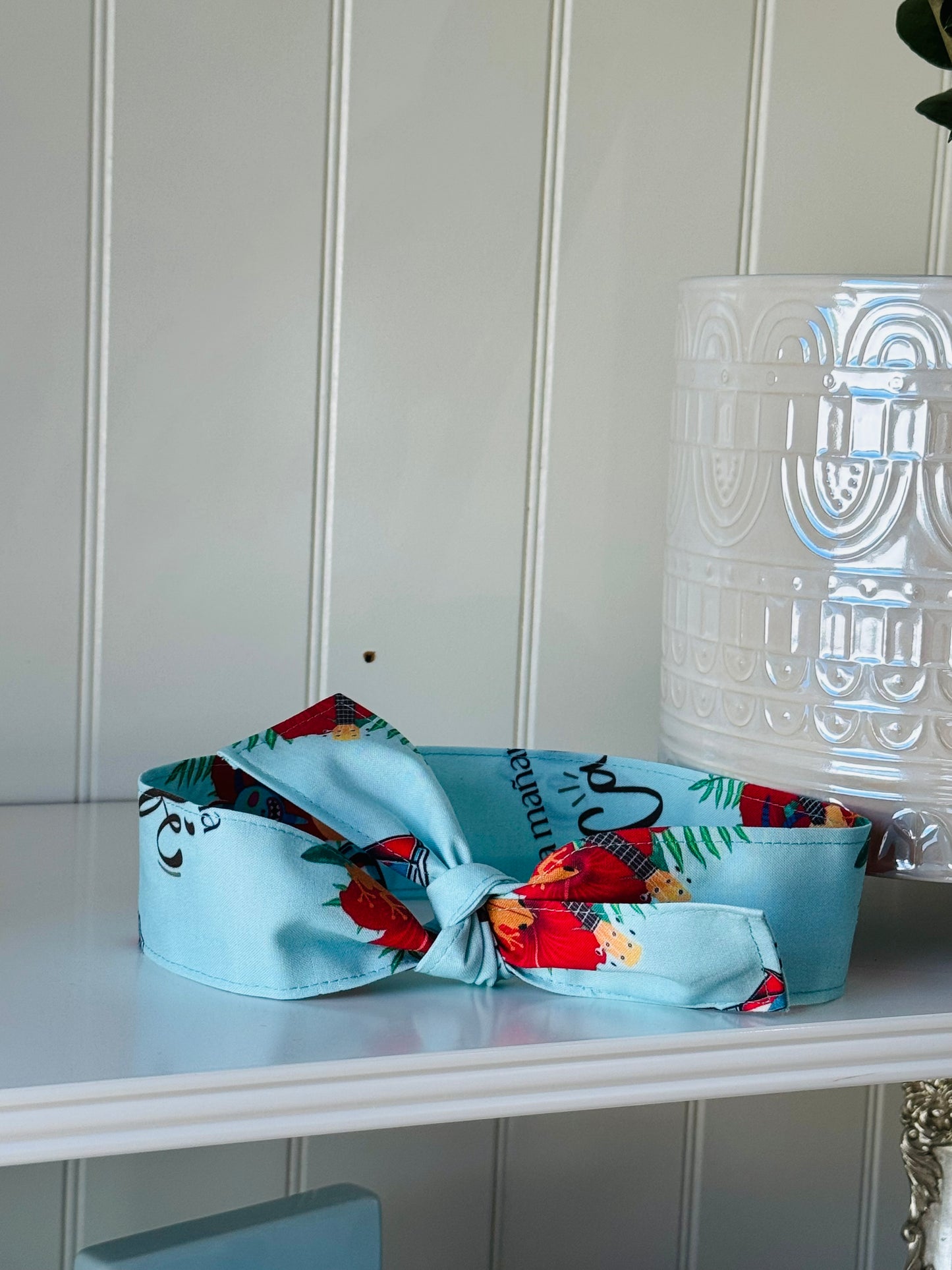 Bandana ajustable por la mañana café fondo azul